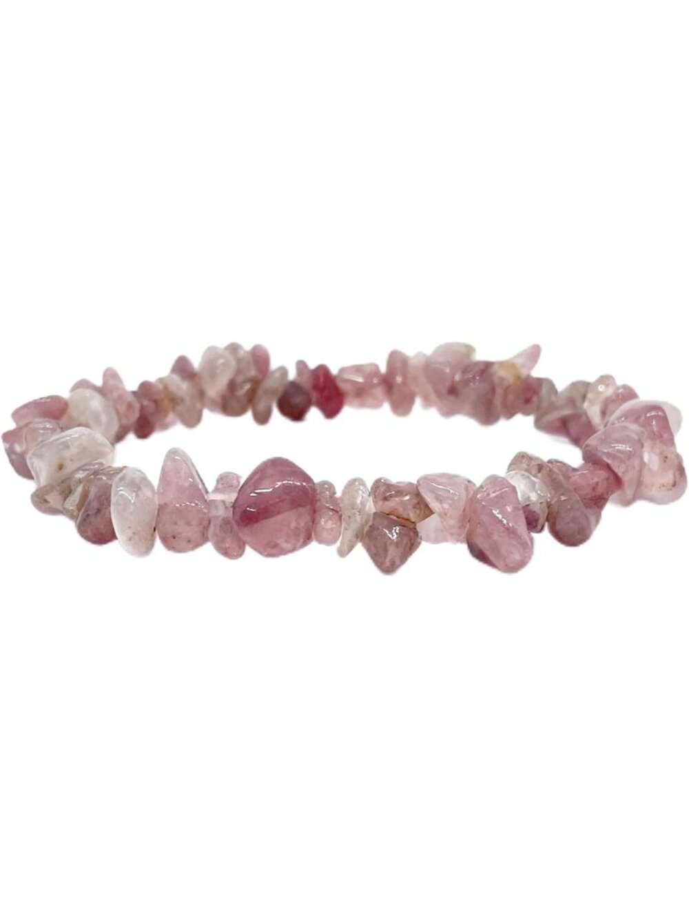 Dainty Pink Madagascar Rose Quartz Chip Bracelet | Natural Crystal Beaded
